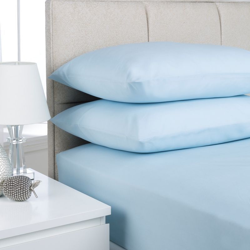 Plain Dyed King Size Fitted Sheet  Ice Blue